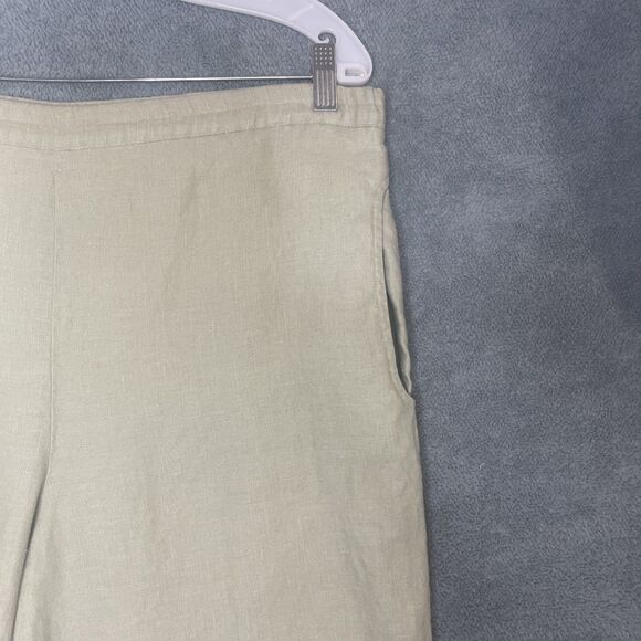Outfit JPR Pants Womens Medium Green 100% Linen Elastic Waist‎ Pockets Vacation - Picture 3 of 10